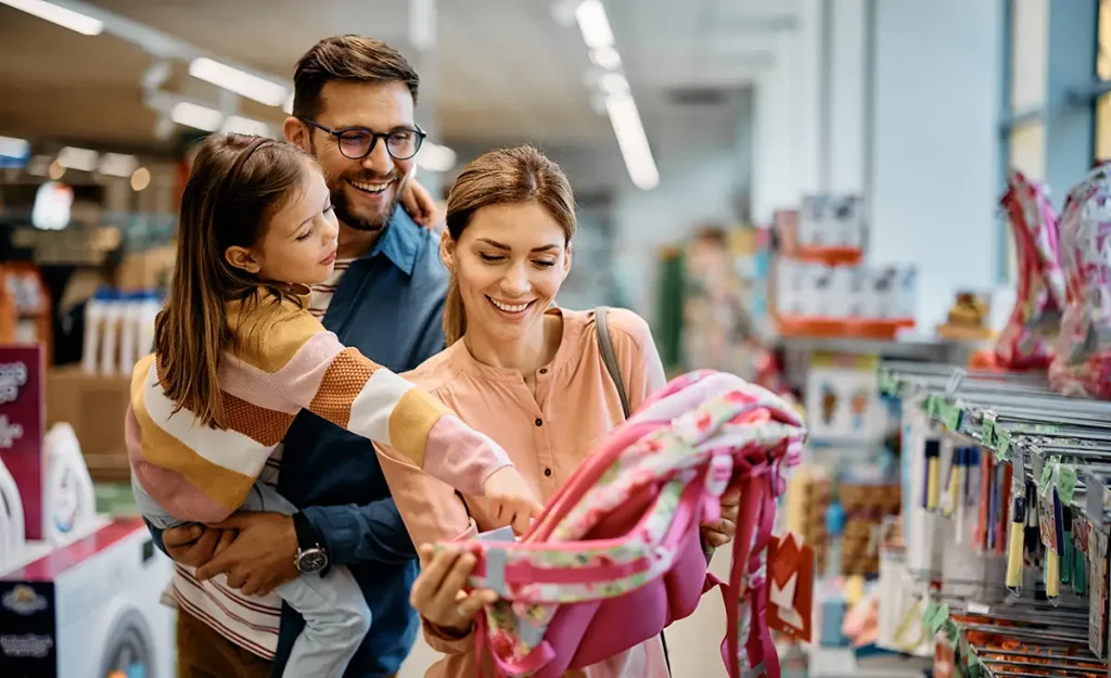 A young family shopping together.